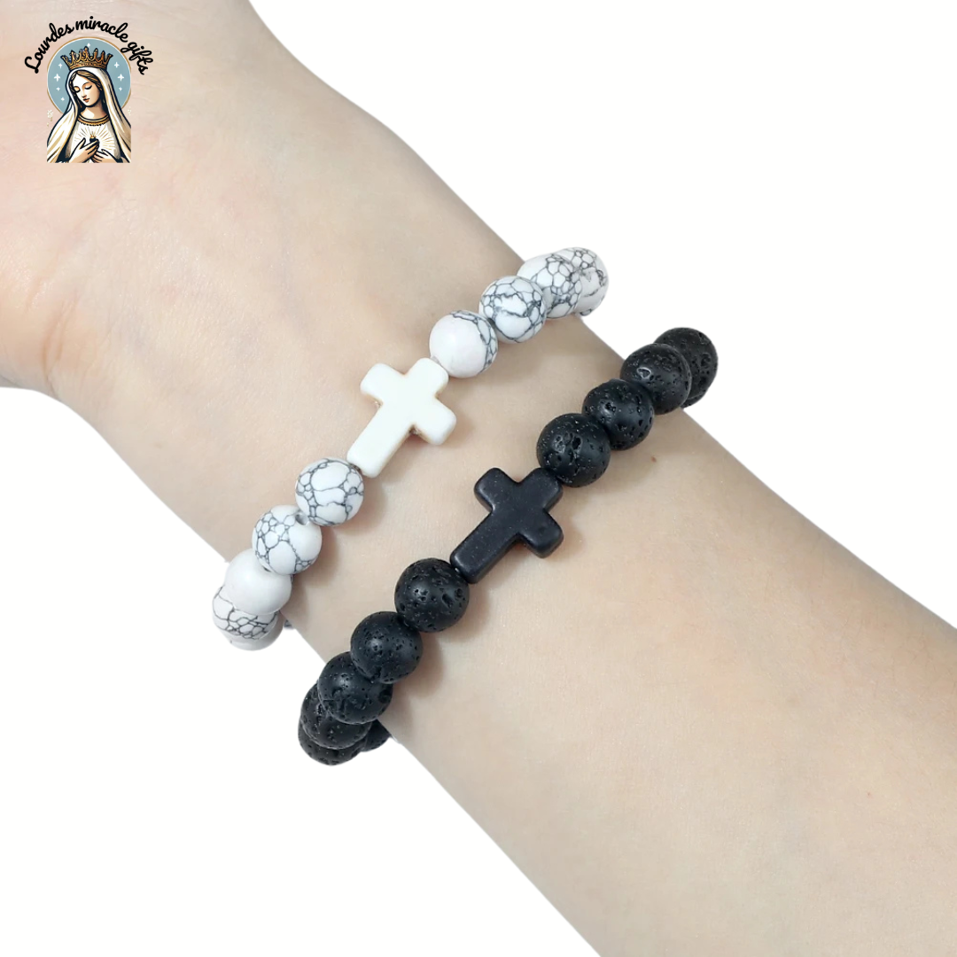 Jesus Cross Stone Bracelet