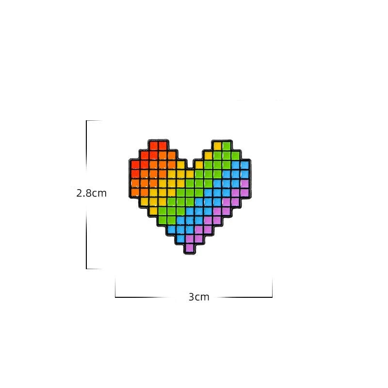 🌈 Pixel Love™ – Rainbow Heart Enamel Pin