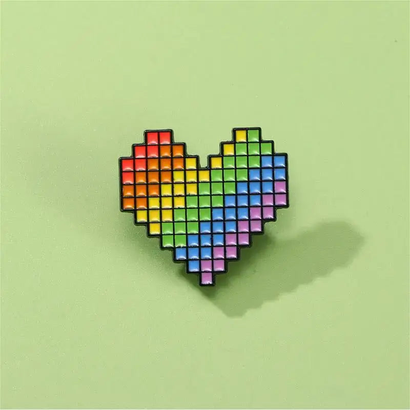 🌈 Pixel Love™ – Rainbow Heart Enamel Pin