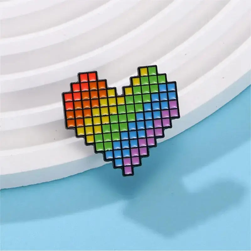 🌈 Pixel Love™ – Rainbow Heart Enamel Pin