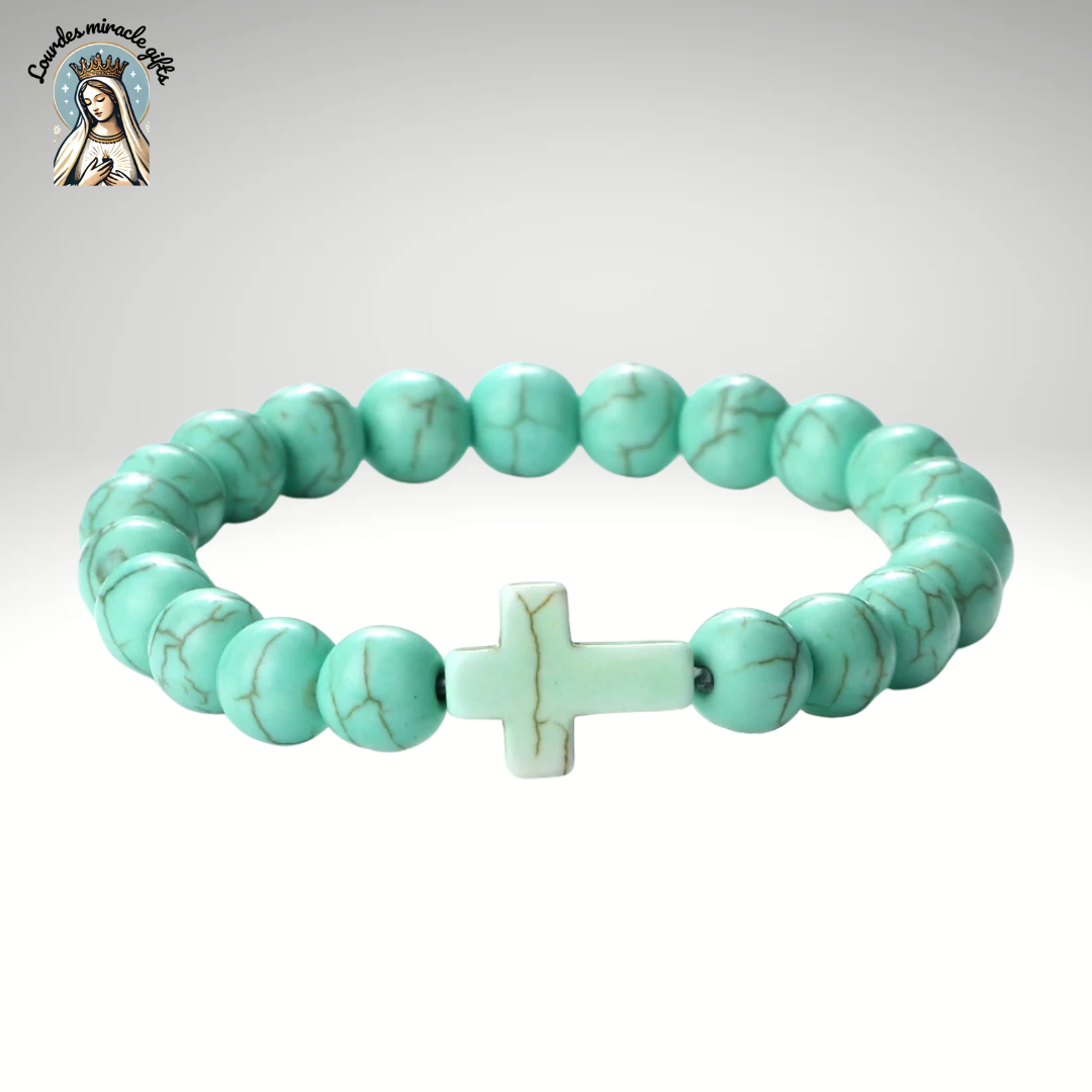 Jesus Cross Stone Bracelet
