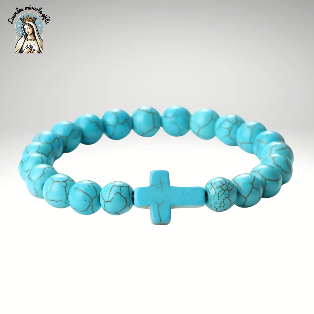 Jesus Cross Stone Bracelet