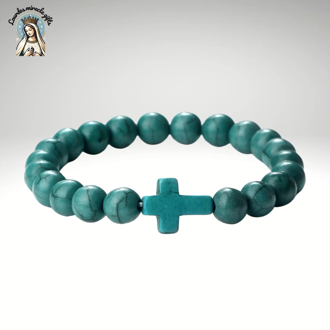Jesus Cross Stone Bracelet
