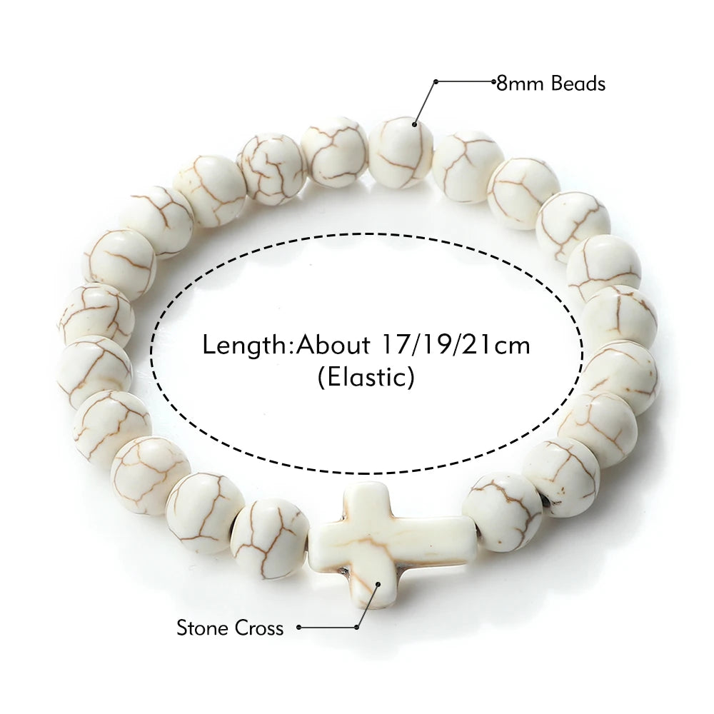 Jesus Cross Stone Bracelet
