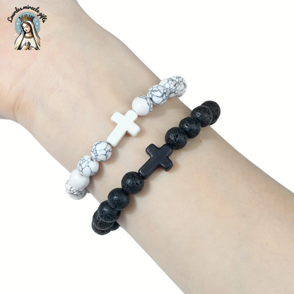 Jesus Cross Stone Bracelet