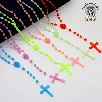 Luminous Catholic Jesus Cross Rosary Necklace