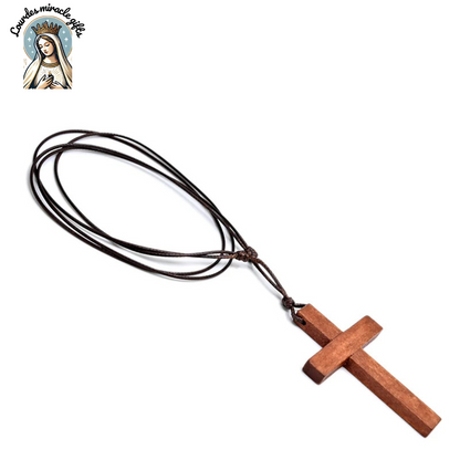 Wooden Catholic Cross Pendant Necklace
