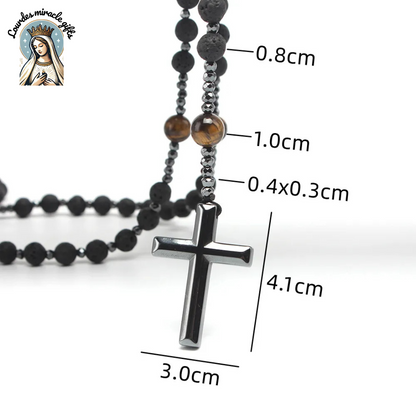 Lava Stone Tiger Eye Cross Necklace