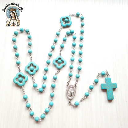 Blue Stone Cross Pendant Rosary