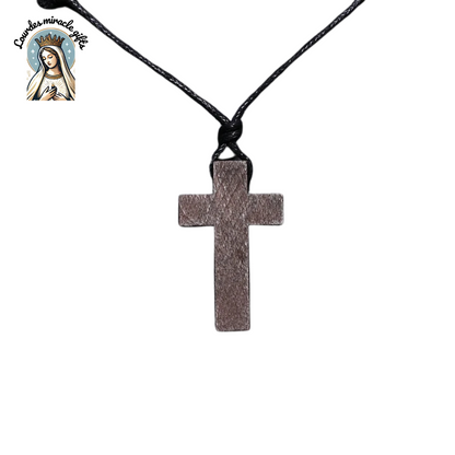 Wooden Catholic Cross Pendant Necklace