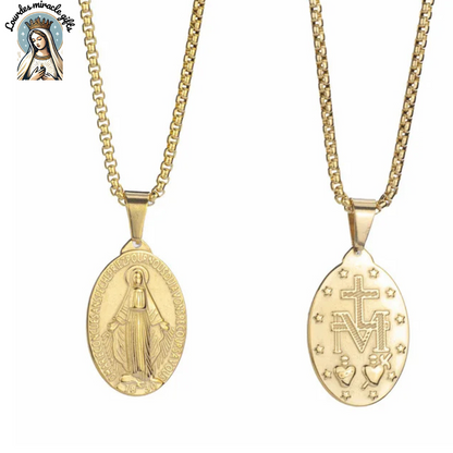 Golden Virgin Mary Medallion Necklace