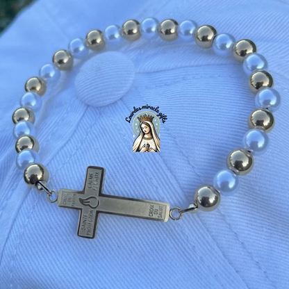 Stainless Steel Faith Bracelet – Saint Benedict, Miraculous Medal, Cross
