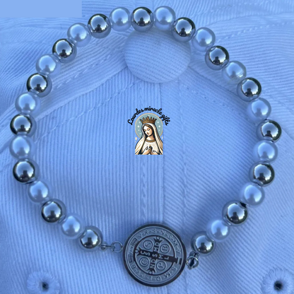 Stainless Steel Faith Bracelet – Saint Benedict, Miraculous Medal, Cross