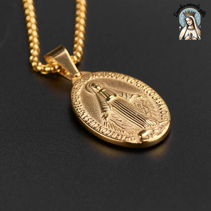 Golden Virgin Mary Medallion Necklace