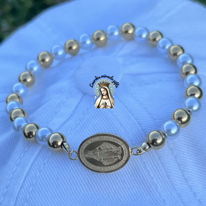 Stainless Steel Faith Bracelet – Saint Benedict, Miraculous Medal, Cross