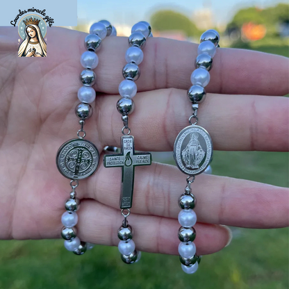 Stainless Steel Faith Bracelet – Saint Benedict, Miraculous Medal, Cross