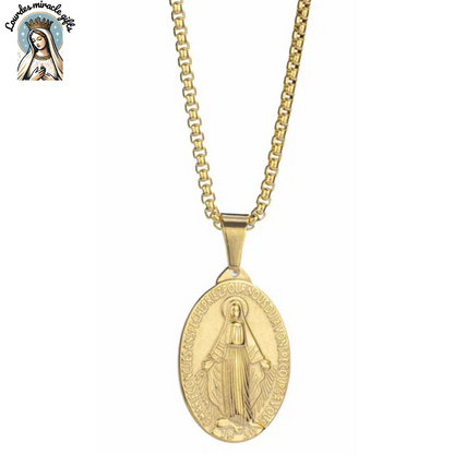 Golden Virgin Mary Medallion Necklace