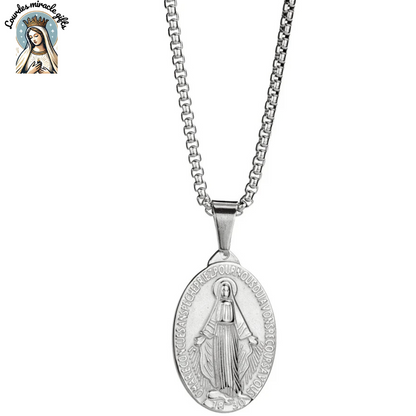 Golden Virgin Mary Medallion Necklace