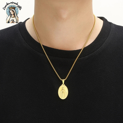 Golden Virgin Mary Medallion Necklace
