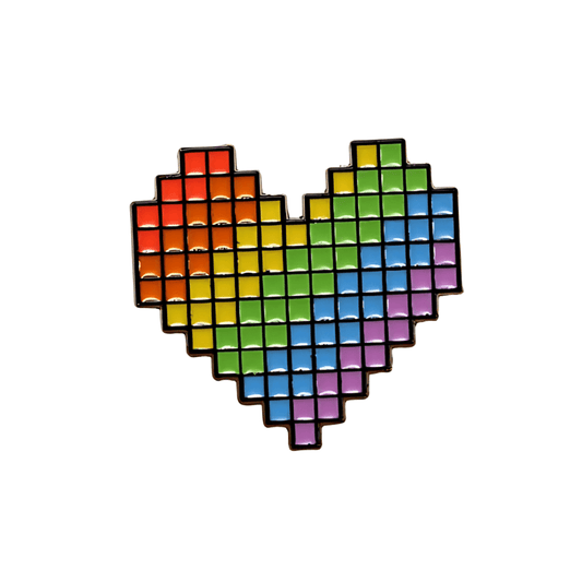 🌈 Pixel Love™ – Rainbow Heart Enamel Pin