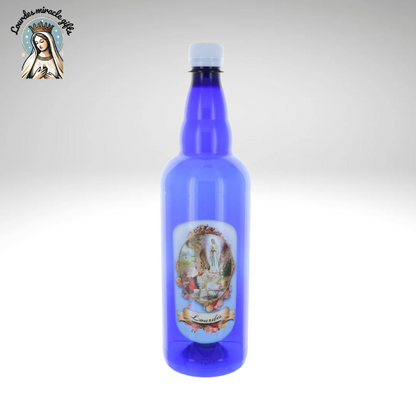 1 Liter Lourdes Water Bottle Illustrated with the Apparition of Lourdes