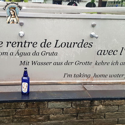 1 Liter Lourdes Water Bottle Illustrated with the Apparition of Lourdes