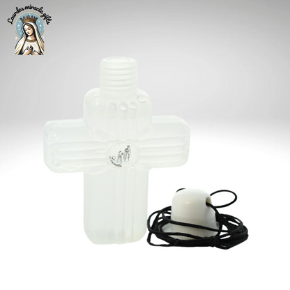 Kit (x5)Cross Filled with LOURDES Water with Cord and Apparition Image