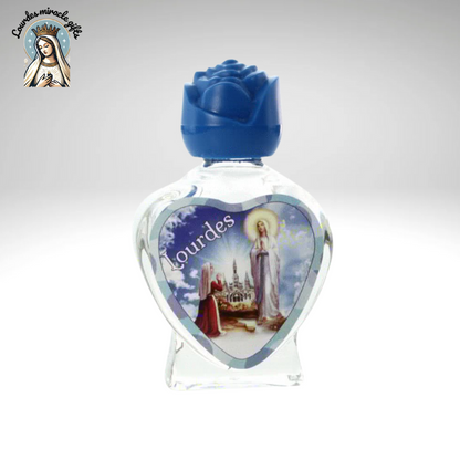 Kit (x5)Heart-Shaped Glass Bottle with Lourdes Apparition and 20 ml of Lourdes Water