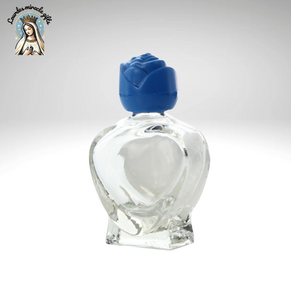 Kit (x5)Heart-Shaped Glass Bottle with Lourdes Apparition and 20 ml of Lourdes Water