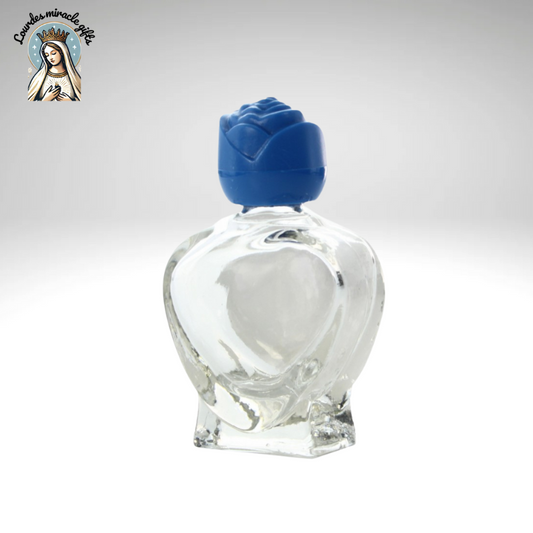 Heart-Shaped Glass Bottle with Lourdes Apparition and 20 ml of Lourdes Water