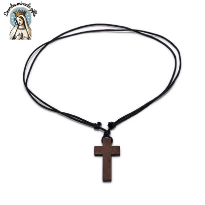 Wooden Catholic Cross Pendant Necklace