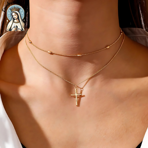 Divine Layers™ – Romantic Cross & Beaded Chain Necklace
