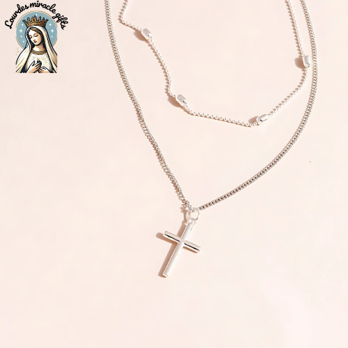 Divine Layers™ – Romantic Cross & Beaded Chain Necklace