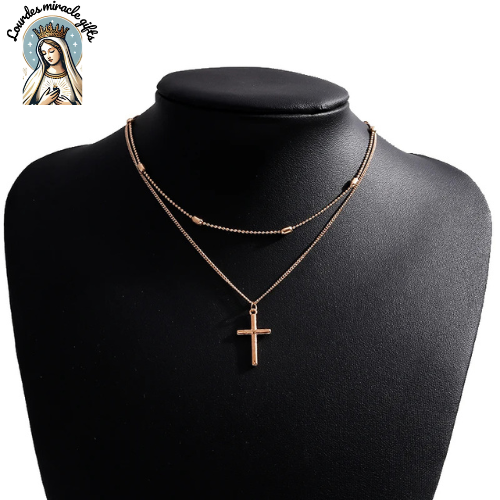 Divine Layers™ – Romantic Cross & Beaded Chain Necklace