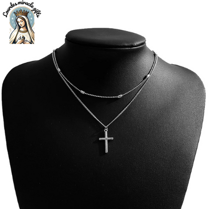 Divine Layers™ – Romantic Cross & Beaded Chain Necklace